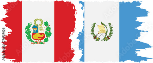 Guatemala and Peru grunge flags connection vector