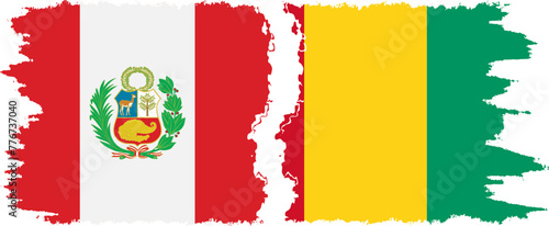 Guinea and Peru grunge flags connection vector