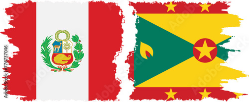 Grenada and Peru grunge flags connection vector