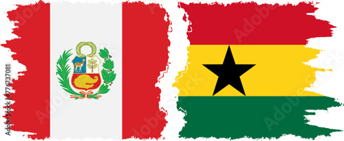 Ghana and Peru grunge flags connection vector