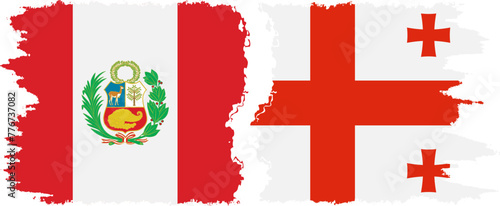 Georgia and Peru grunge flags connection vector