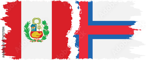 Faroe Islands and Peru grunge flags connection vector