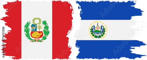 El Salvador and Peru grunge flags connection vector