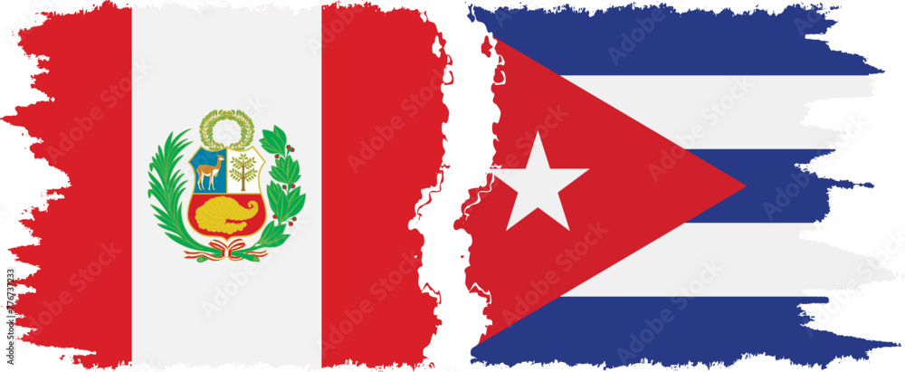 Cuba and Peru grunge flags connection vector Cuba and Peru grunge flags connection vector
