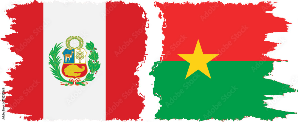 Burkina Faso and Peru grunge flags connection vector Burkina Faso and Peru grunge flags connection vector