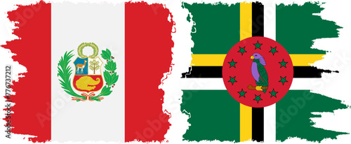 Dominica and Peru grunge flags connection vector