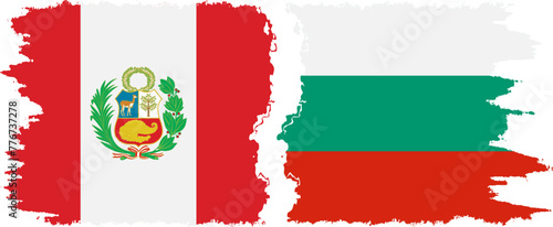 Bulgaria and Peru grunge flags connection vector