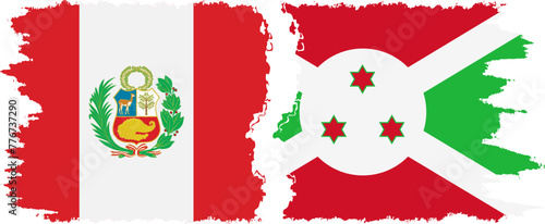 Burundi and Peru grunge flags connection vector