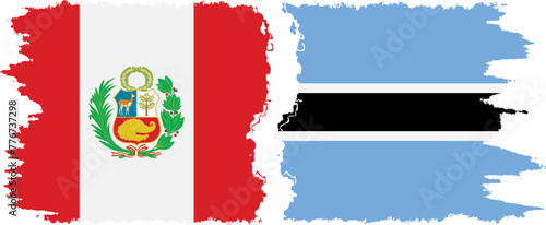 Botswana and Peru grunge flags connection vector