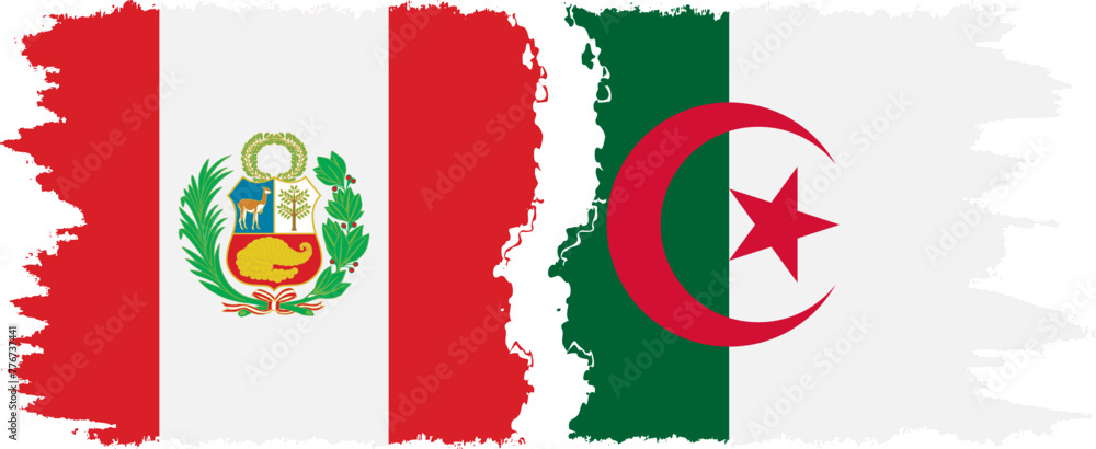 Algeria and Peru grunge flags connection vector Algeria and Peru grunge flags connection vector