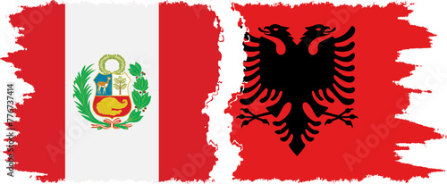 Albania and Peru grunge flags connection vector
