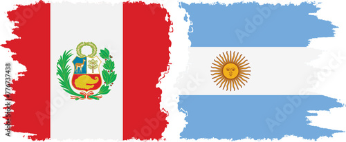 Argentina and Peru grunge flags connection vector