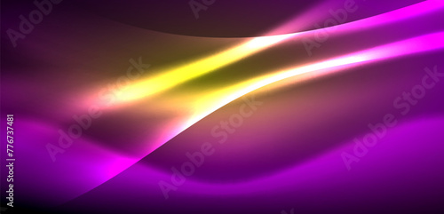 Dynamic waves in ethereal glow of neon lights. Concept merges fluidity of motion with vibrant allure of neon, crafting entrancing backdrop that embodies both vitality and futuristic sophistication