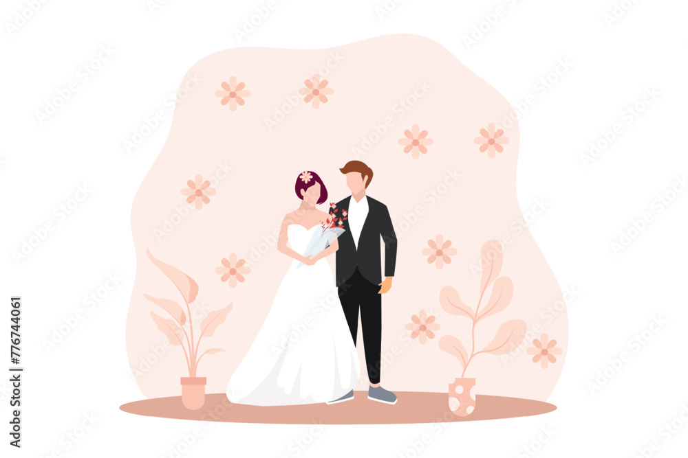 Wedding Party Flat Design Illustration Wedding Party Flat Design Illustration