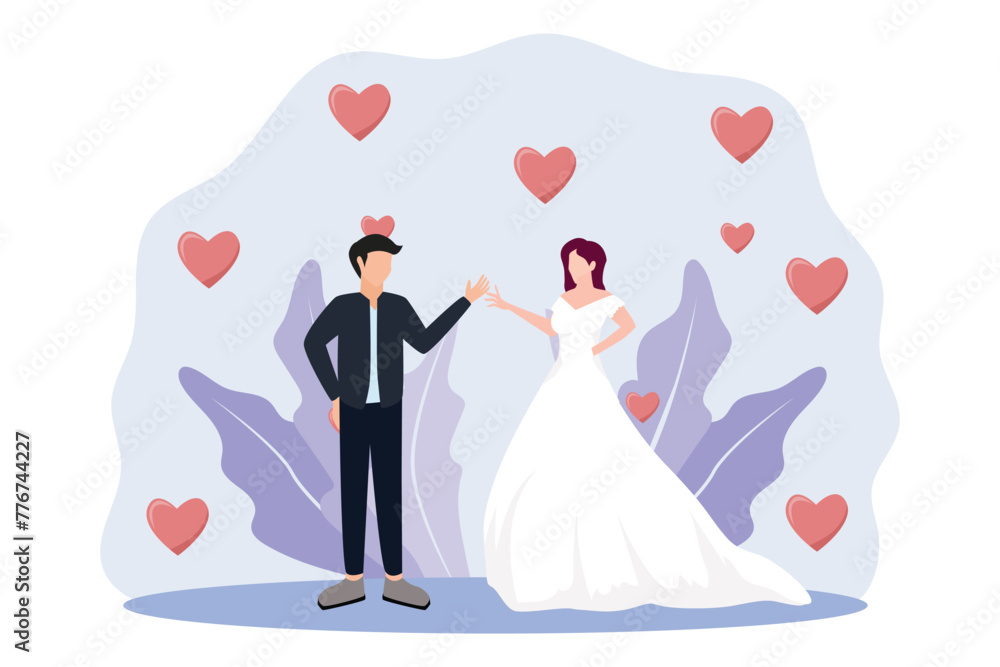 Wedding Party Flat Design Illustration Wedding Party Flat Design Illustration