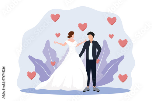 Wedding Party Flat Design Illustration