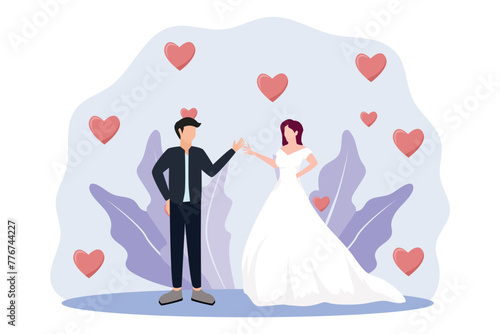 Wedding Party Flat Design Illustration