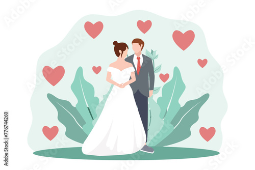 Wedding Party Flat Design Illustration