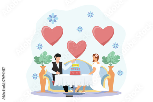 Wedding Party Flat Design Illustration © inferno_studio3