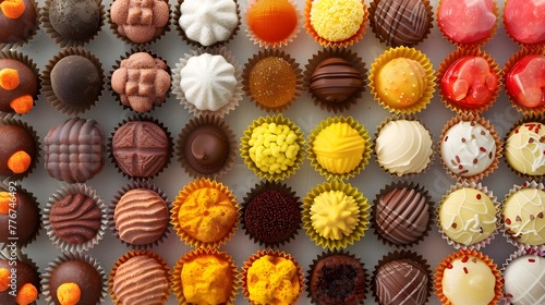 Assorted delicious brigadeiros, brazilia typical candy sweet homemade chocolate colorfull photo