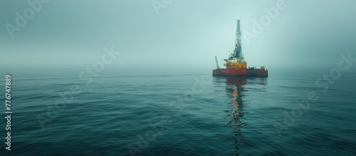 Isolation Amidst Industrial Seascape A Drilling Rigs Solitary Expedition in the Vast Ocean