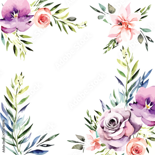 Abstract seamless watercolor vector illustration of vintage flower bouquet pattern. Petal Perfection: Retro Flower Bouquet Vector Art © jmgdigital