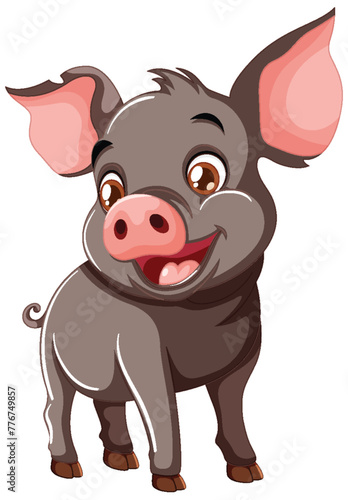 Vector graphic of a happy  smiling piglet