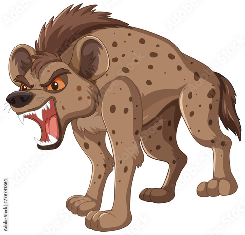 Angry spotted hyena illustrated in cartoon style