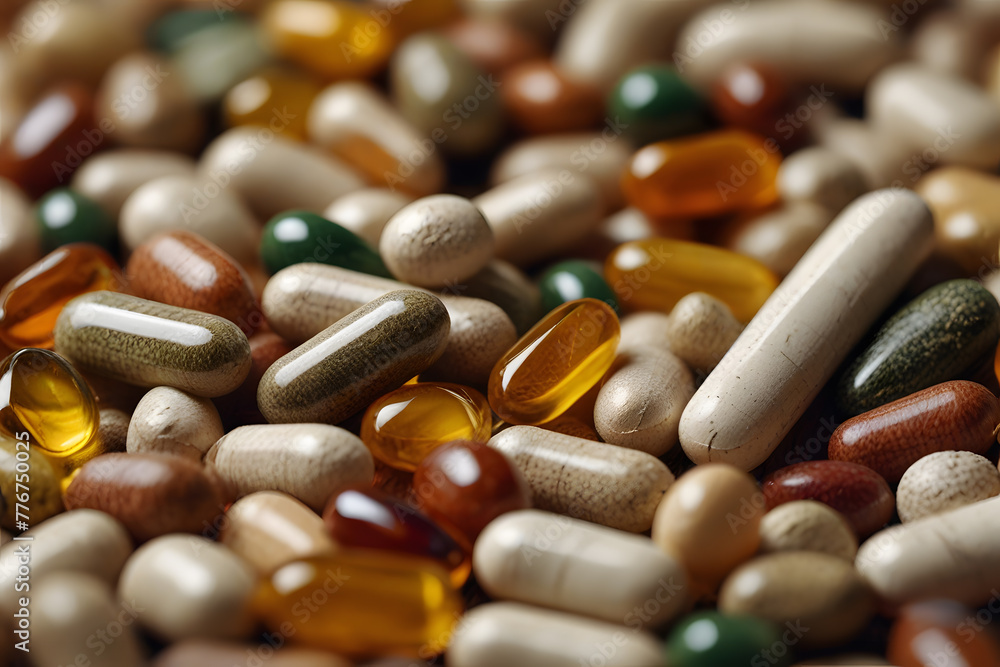 Assorted Natural Supplements, A Heap with Focus Assorted Natural Supplements, A Heap with Focus