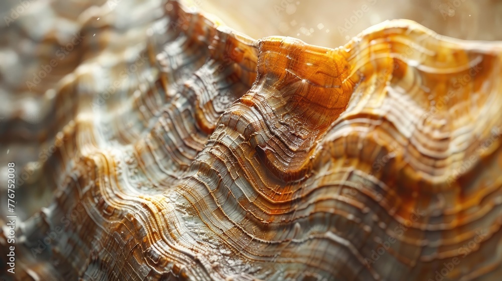 Elegant Ridges A Closeup of a Sea Shells Textured Surface - obrazy, fototapety, plakaty 
