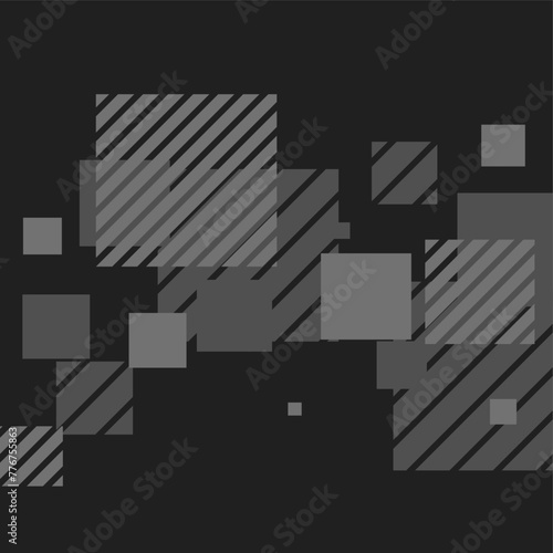Bold Grey Squares with Line Motion Effects, Abstract Monochrome Background