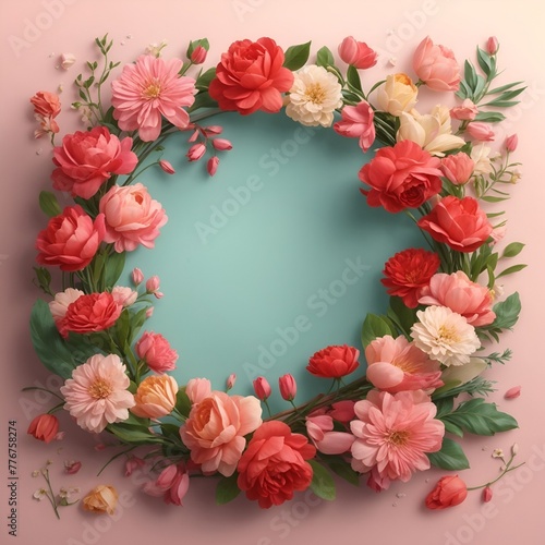 A Floral Heart Decoration of Mother and Son for Mother's Day and Valentine