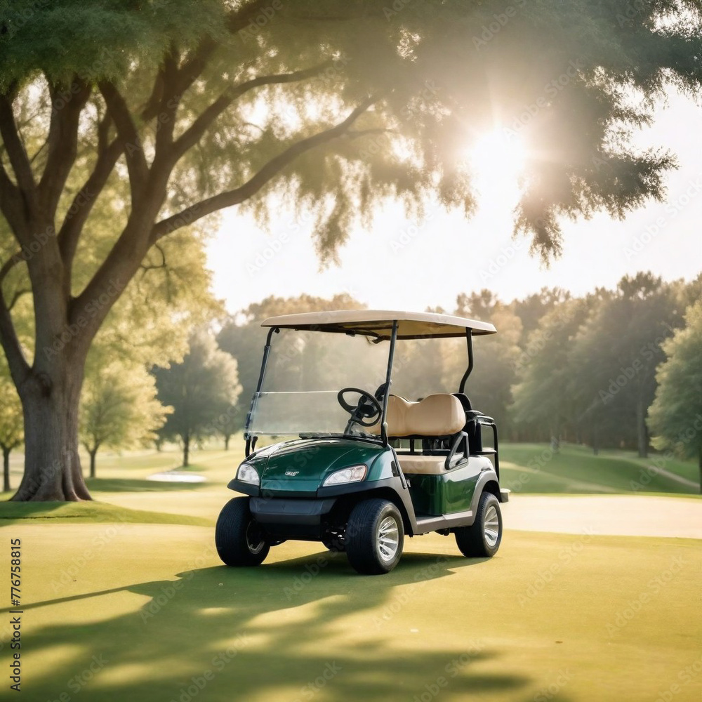 Golf cart on golf course 