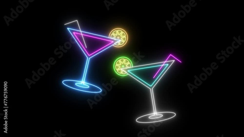 neon cocktail glasses cafe bar nightclub animated neon advertising glasses boxtail bar cafe