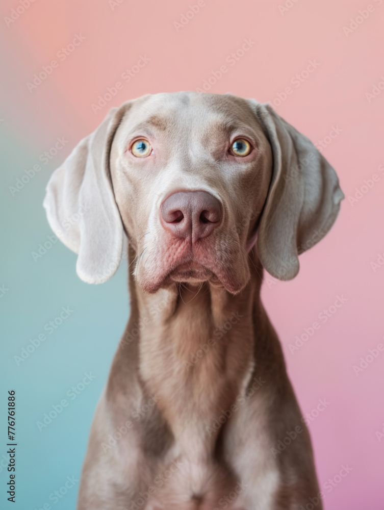 Close-up portrait of an weimaraner dog