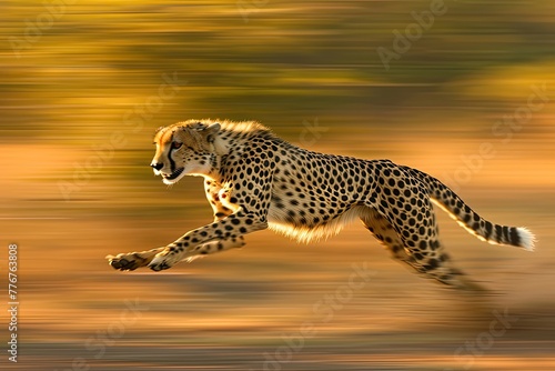 Agile cheetah capturing the essence of speed in motion, Dynamic image of a cheetah showcasing its agility and speed in motion.