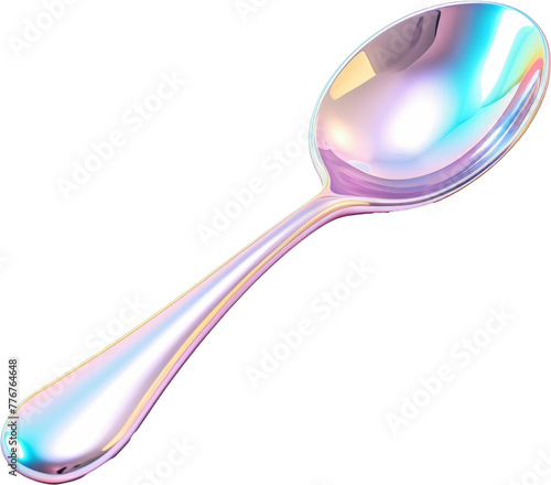 holographic hologram ceramic spoon isolated on white or transparent background,transparency
