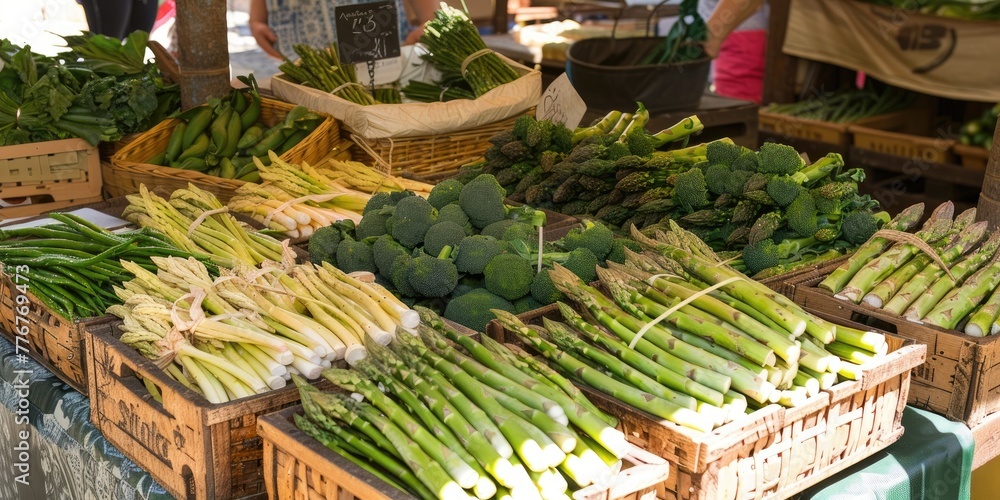 Organic asparagus on the market.