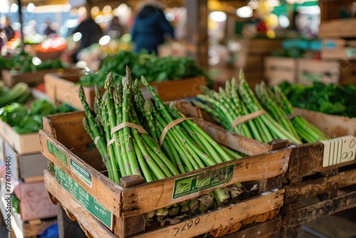 Organic asparagus on the market.