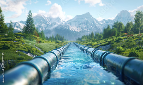 Efficient water distribution pipeline network.generative ai