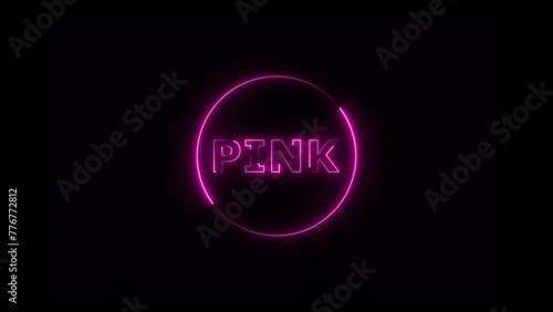 Abstract Pink neon line circle background illustration 4k.