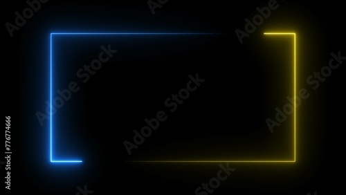 Abstract neon light rectangle frame illustration background.