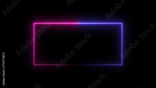 Abstract beautiful neon rectangle frame illustration background.