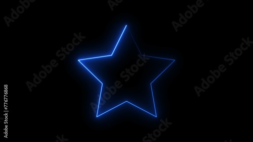 Abstract blue color neon frame star icon background illustration 4k.