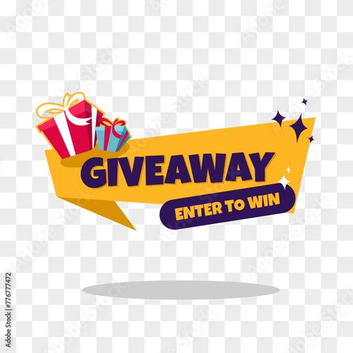 giveaway banner design with gift box illustration and enter to win text