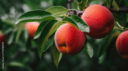 green red peach fruit