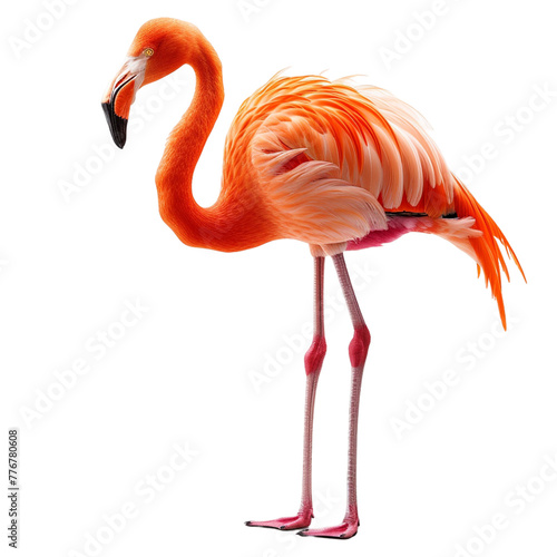 flamingo bird isolated on white.
 photo