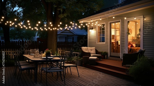 cozy backyard string lights