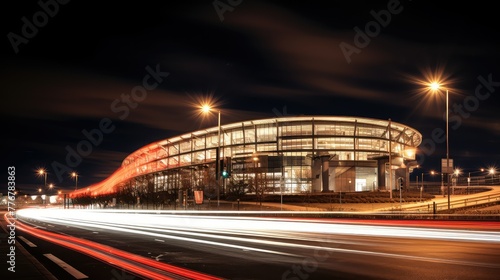 dynamic stadium lights at night