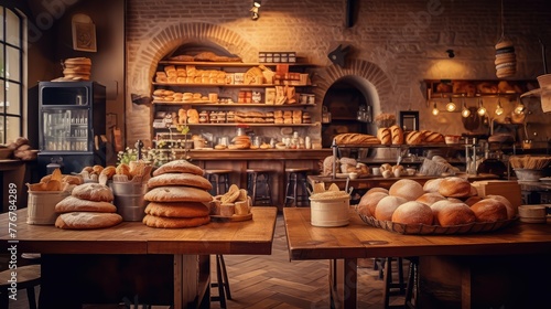 artisanal blurred bakery interior